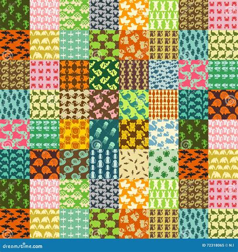 Patchwork Made of Animals Patterns Stock Illustration - Illustration of ...