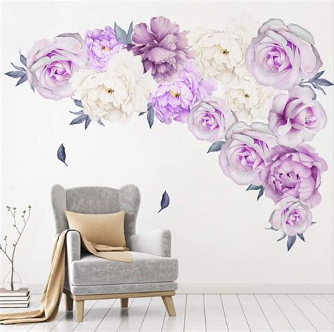 Peel And Stick Decal Wall Sticker Wall Decor Watercolor Pink Peony Wall