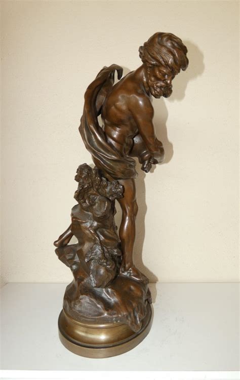 Proantic Sculpture En Bronze Mathurin Moreau Socle Tournant Homme Nu