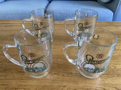 4 X Staropramen Nucleated Full Pint Tankard Glasses Lager Pilsner Beer Man Cave £17 50 Picclick Uk