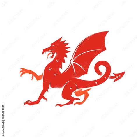 Red dragon logo, isolated icon on the white background, dragon symbol ...