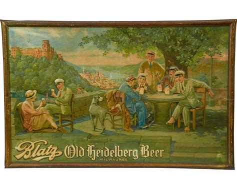 Blatz Old Heidelberg Beer Self Framed Embossed Tin Sign