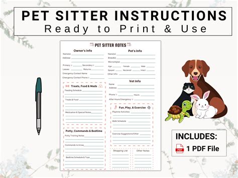 Pet Sitter Guide Give Pet Care Providers Clear Instructions Notes On