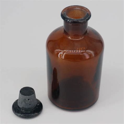 250ml Brown Glass Narrow Mouth Bottle With Stooper Lab Chemistry Glassware Teaching In Flask