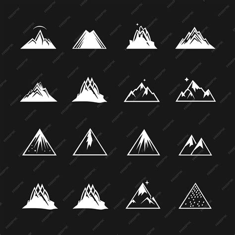 Premium Vector Mountain Peaks Silhouettes Set Isolated Rocky Mountain