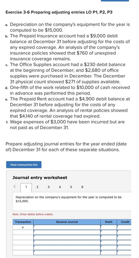 Solved Exercise Preparing Adjusting Entries Lo P P Chegg