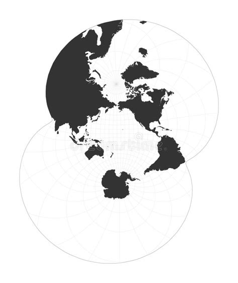 Mappa Mondiale Proiezione Stereografica Modificata Per Illustrazione