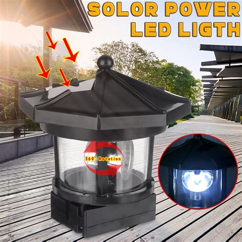 Buy Led Solar Lighthouse Statue Rotating Light Garden Yard Patio