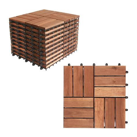 Buy Interlocking Acacia Wood Deck Tiles Box Of 10 12 In X 12 In Each