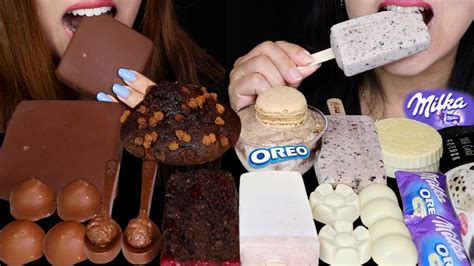 Asmr Milk Vs White Chocolate Milka Oreo Edible Spoons Klondike Bar