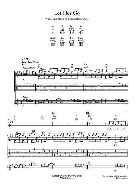 Let Her Go Gitarre Tab Pdf Noten Von Passenger In Fbd 19854