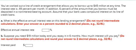 You Ve Worked Out A Line Of Credit Arrangement That Chegg