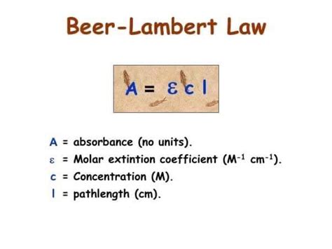 Answered: Beer-Lambert Law A = Ecl A = absorbance… | bartleby