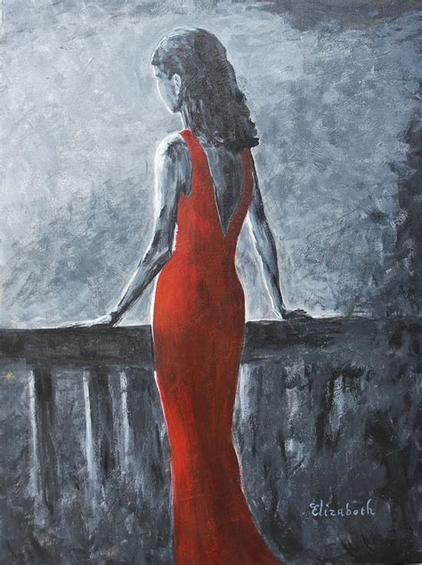 Lady In Red Dress Painting At Paintingvalley Explore Collection