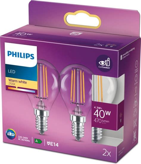 Philips Energiezuinige LED Kogellamp Transparant 40 W E14 Warmwit