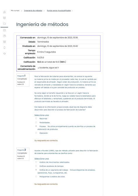 Puntos Extra Autocalificable Ingeniera De Metodos Ingenier A De