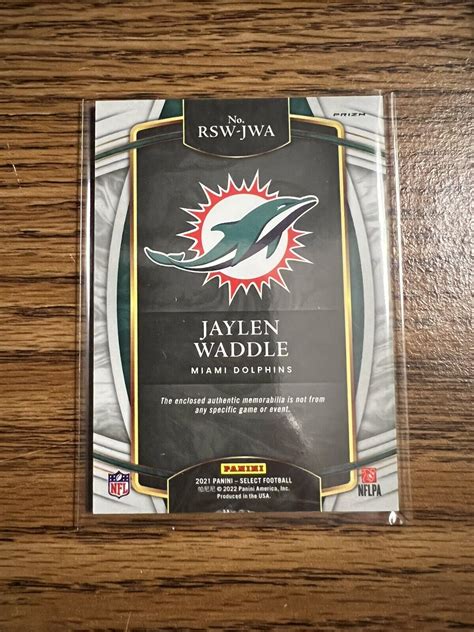 Panini Select Jaylen Waddle Prizm Patch Rc Rsw Jwa Rookie Swatch