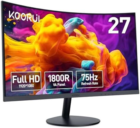 KOORUI Monitor Curvado De 27 Pulgadas FHD 1080P 75Hz Monitores De