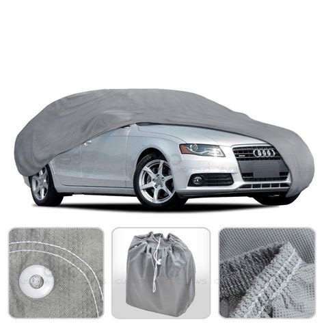 Large Car Cover Waterproof All Weather Protection 4 Layers Breathable Auto Cover