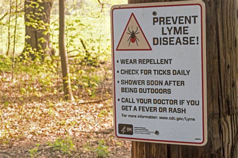 Prevent Lyme Disease from Deer Ticks Warning Sign Editorial Photo ...