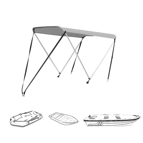 Bimini Tops for Boat 2 Bow Portable Foldable Bimini Top Oxford Cloth Cover with Aluminum Frame ...