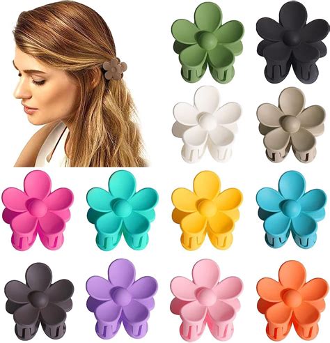 Lot de 12 petites pinces à cheveux en forme de fleur pour femmes et