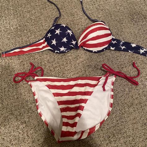 America Th Of July Bikini Top Small Bottoms Medium Depop