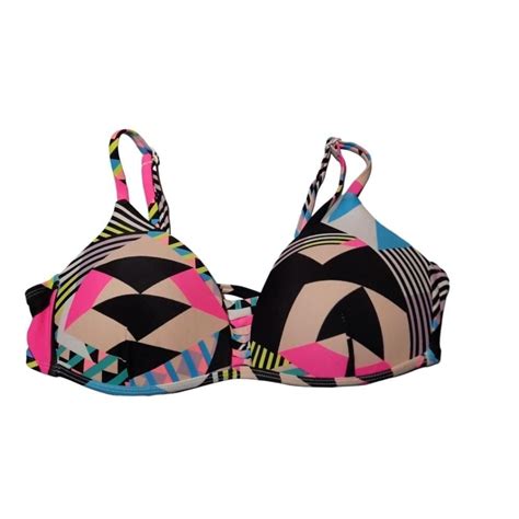 No Boundaries Colorful Bikini Top Size Medium Gem