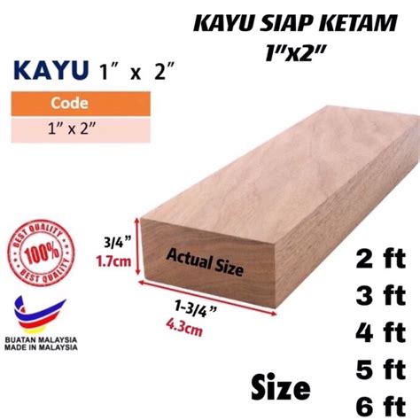 1”x2” 17cmx43cm Kayu Ketam Kayu Perabot Batang Kayu Ketam Siap