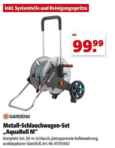 Gardena Metall Schlauchwagen Set Aquaroll M Angebot Bei Hagebaumarkt