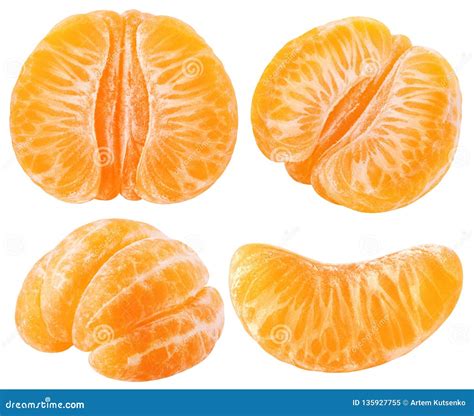 Isolated Peeled Citrus Segments Collection Of Tangerine Mandarin Or