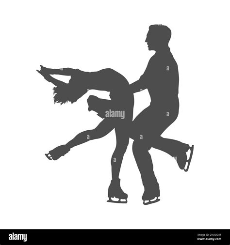 Sports Pair Figure Skating Female And Male Silhouette Of Figure Skaters Flat Design Stock