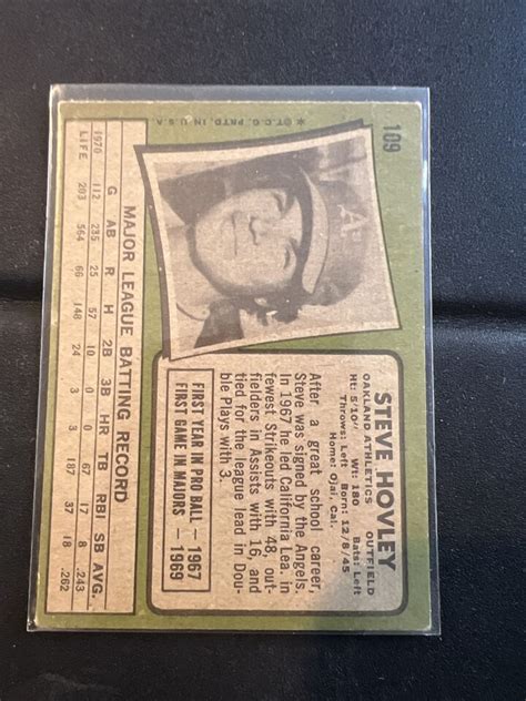 Topps Baseball Card Steve Hovley Low To Mid Grade G Vg