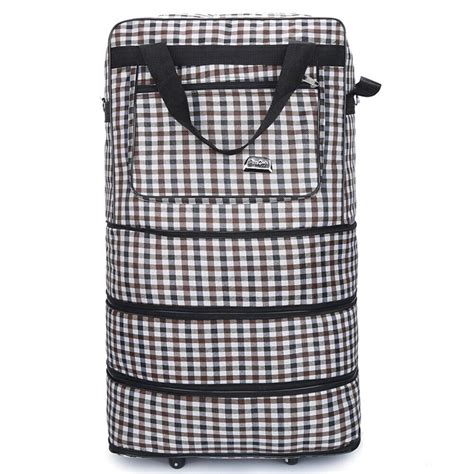 Buy Expandable Rolling Wheeled Duffle Bag Luggage Spinner Suitcase Travel 3 Layer Online At