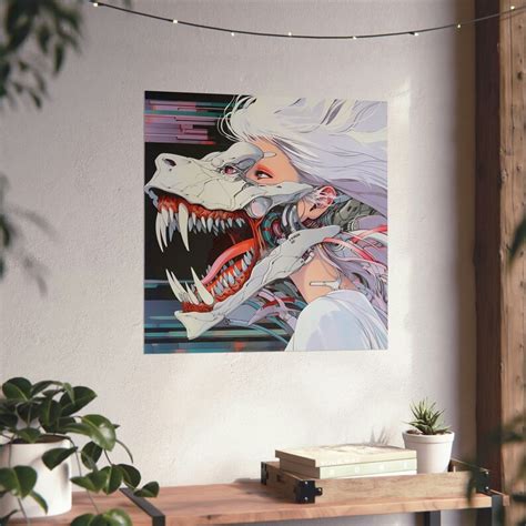 Retro Vaporwave Anime Manga Aesthetic Print Poster Mech Teeth Jaw Hot Anime Girl Portrait Etsy