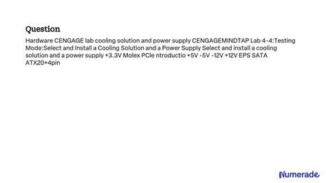 Solved Hardware Cengage Lab Cooling Solution And Power Supply