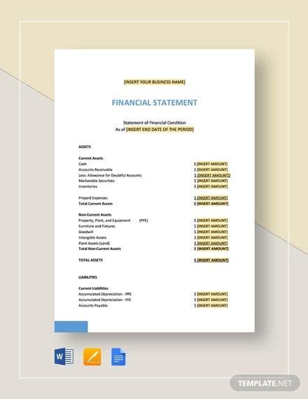 Financial Statement Template 16 Free Word Excel PDF Documents