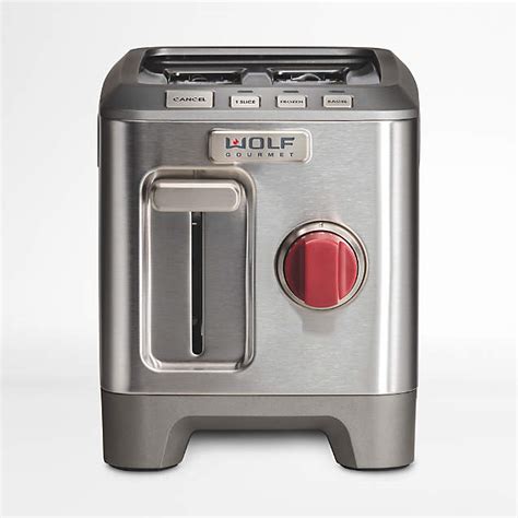 Wolf Gourmet 4-Slice Toaster with 1-Slice Toasting and Red Knobs + Reviews | Crate & Barrel