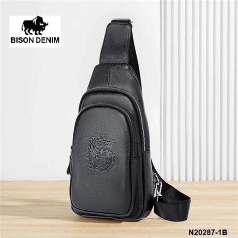 Jual Bison Denim Tas Selempang Sling Bag Pria Kulit Sapi Asli N20287