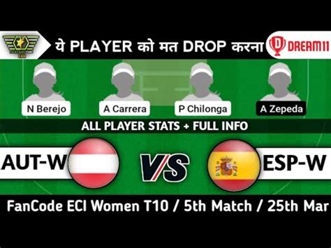 Aut W Vs Esp W Dream Prediction Aut W Vs Esp W Dream Eci Women