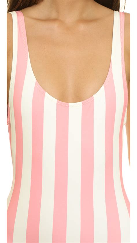 Lyst Solid And Striped The Anne Marie One Piece Swimsuit Pink And White