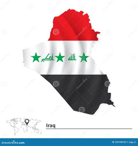 Map of Iraq with flag stock vector. Illustration of figure - 125150723