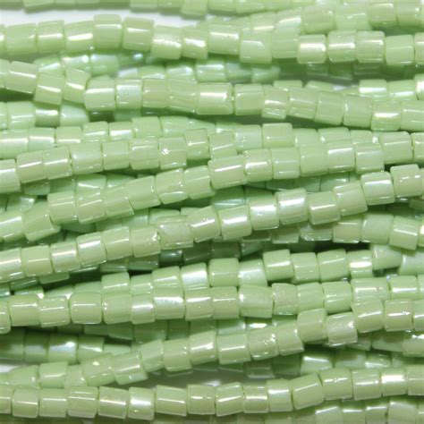 NEW 11 0 Czech Two Cut Seed Bead Opaque Lime Green Luster Garden Of