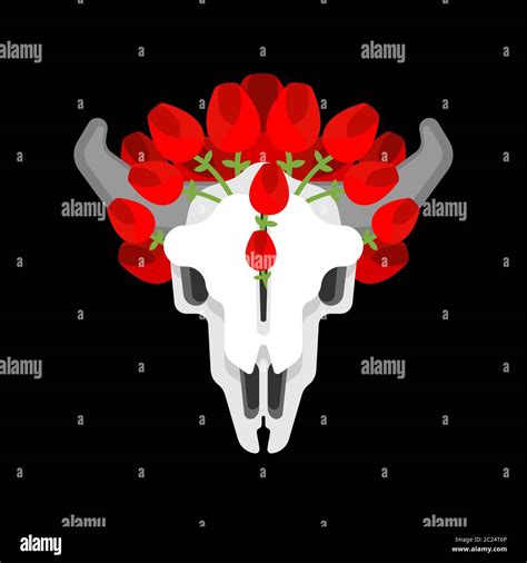 Skull cow and flowers isolated. vector illustration Stock Vector Image ...