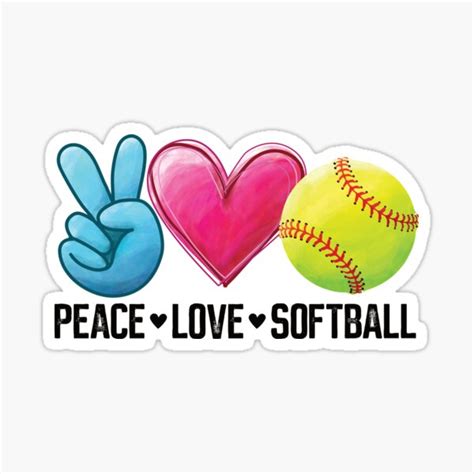 Peace Love Softball Sticker For Sale By Adventuretee Redbubble