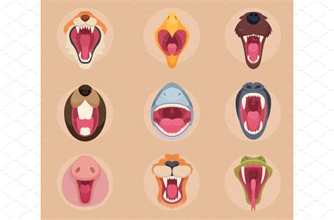 Animals mouth. Teeth and tongue of | Background Graphics ~ Creative Market