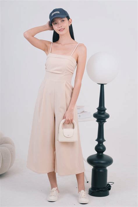 Ricci Pleated Jumpsuit In Nude
