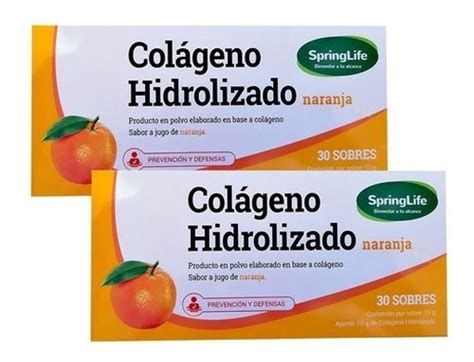 Pack Colageno Hidrolizado Naranja Sobres Springlife Cuotas