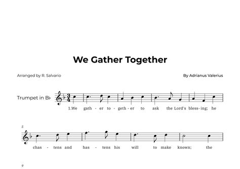 We Gather Together Trumpet Arr R Salvario Sheet Music Adrianus