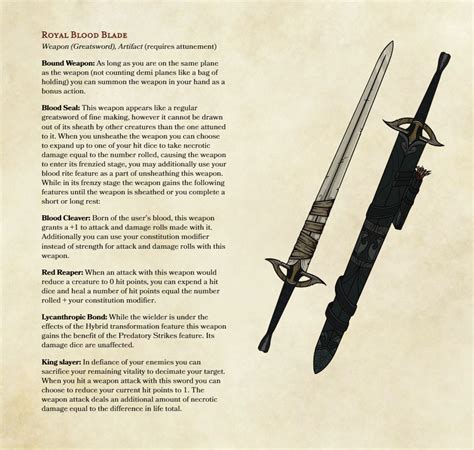 Royal Blood Blade, Bloodhunter Greatsword : r/DnDHomebrew